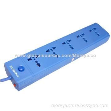 Extension Socket for AU, EU, UK, US Usage with 4 Socket Outlets, Surge & Overload Protection